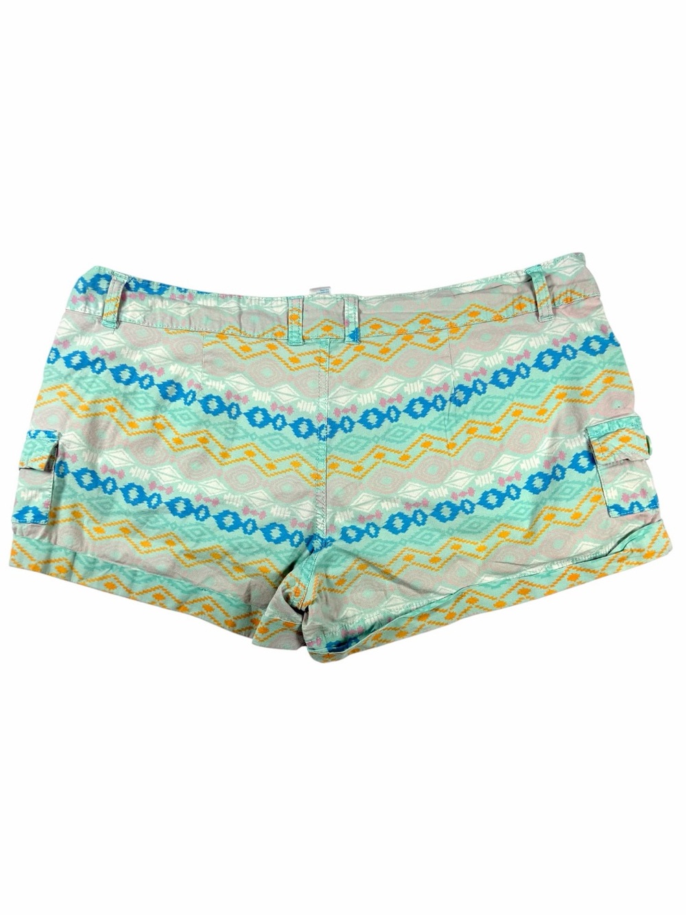 Aztec Print Micro Cargo Cotton Shorts Large Y2K Festival - Picture 3 of 9